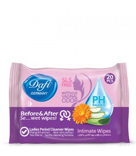 دستمال مرطوب بهداشتی بانوان دافی بسته 20 عددی