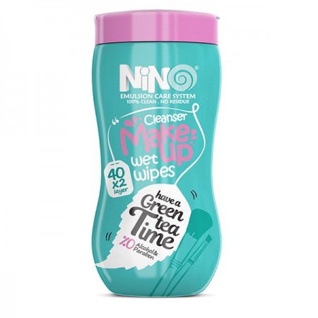 دستمال مرطوب آرایشی چای سبز نینو | قوطی 40 عددی