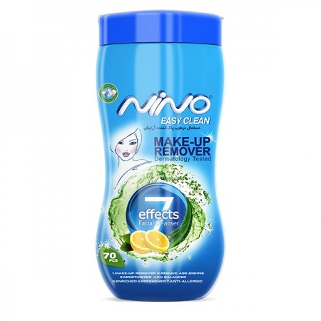 دستمال پاک کننده آرایش 7 کاره نینو | قوطی 70 عددی