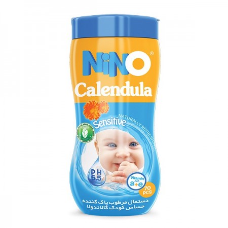 دستمال مرطوب کودک حساس نینو | قوطی 70 عددی