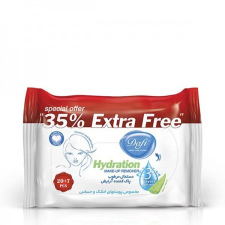 دستمال مرطوب پاک کننده آرایش دافی مدل اکسترا | بسته 27 عددی