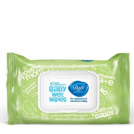 دستمال مرطوب پاک کننده کودک دافی حاوی کالاندولا | بسته 50 عددی
