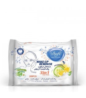 دستمال مرطوب پاک کننده‌ی آرایش دافی مدل 3 در 1 | بسته 20 عددی