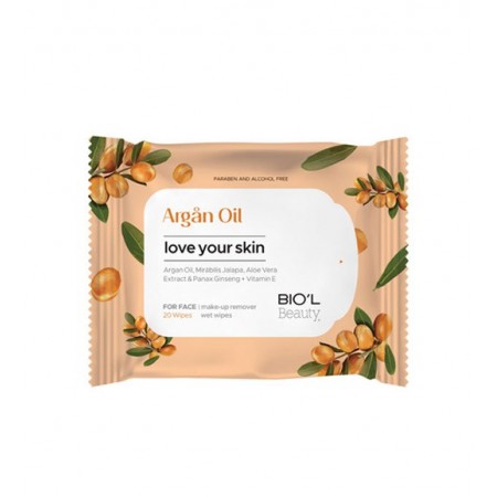 دستمال مرطوب پاک کننده آرایش صورت روغن آرگان بیول مناسب پوست خشک
