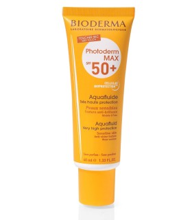 ضد آفتاب بی رنگ آکوا فلوئید بایودرما مدل +photoderm max SPF50 مناسب پوست چرب و مختلط