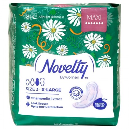 نوار بهداشتی پنبه‌ای ناولتی بسته 8 عددی سفری سایز 3 خیلی بزرگ حاوی عصاره بابونه و زینک اکساید