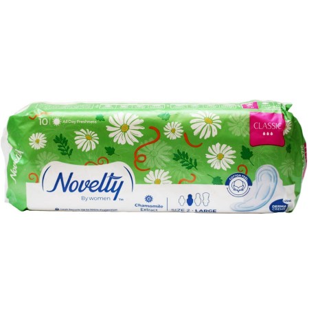 نوار بهداشتی پنبه‌ای ناولتی بسته 8 عددی سایز 2 بزرگ حاوی عصاره بابونه و زینک اکساید