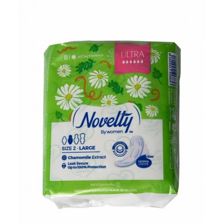 نوار بهداشتی پنبه‌ای ناولتی بسته 8 عددی سفری سایز 2 بزرگ حاوی عصاره بابونه و زینک اکساید