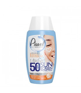 کرم ضد آفتاب بی رنگ پیکسل SPF +50 مناسب پوست خشک تا نرمال و حساس