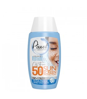 کرم ضد آفتاب بی رنگ پیکسل SPF +50 مناسب پوست چرب و جوش دار و مختلط