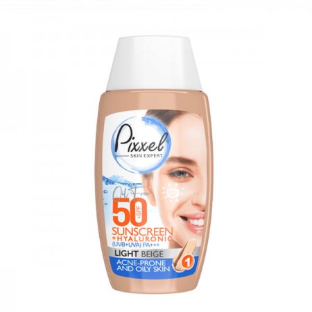 کرم ضد آفتاب رنگی پیکسل SPF +50 مناسب پوست چرب و جوش دار و مختلط