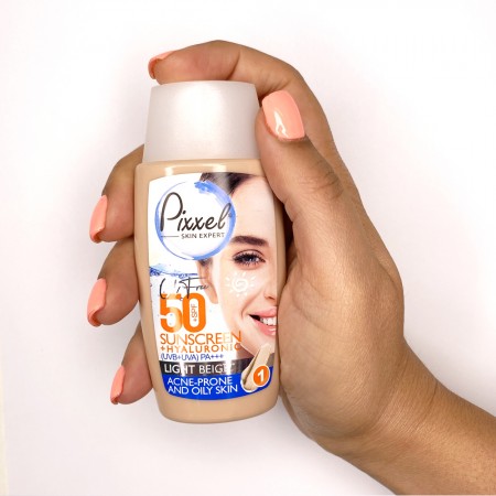 کرم ضد آفتاب رنگی پیکسل SPF +50 مناسب پوست چرب و جوش دار و مختلط