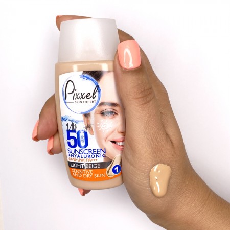 کرم ضد آفتاب رنگی پیکسل SPF +50 مناسب پوست خشک تا نرمال و حساس