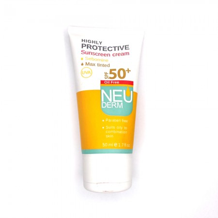 کرم ضد آفتاب رنگی فاقد چربی نئودرم مناسب پوست مختلط و چرب SPF +50