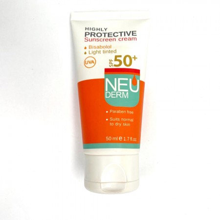 کرم ضد آفتاب رنگی نئودرم مناسب پوست معمولی و خشک SPF +50