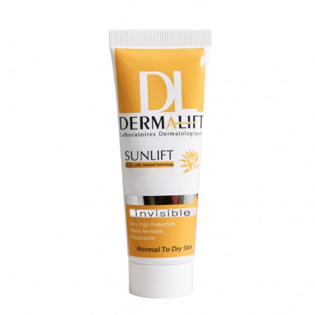 کرم ضد آفتاب بی رنگ سان لیفت درمالیفت مناسب پوست نرمال تا خشک SPF +50