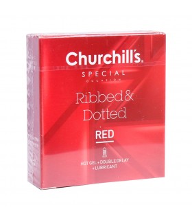 کاندوم خاردار و شیاردار تاخیری دوبل چرچیلز قرمز 3 عددی